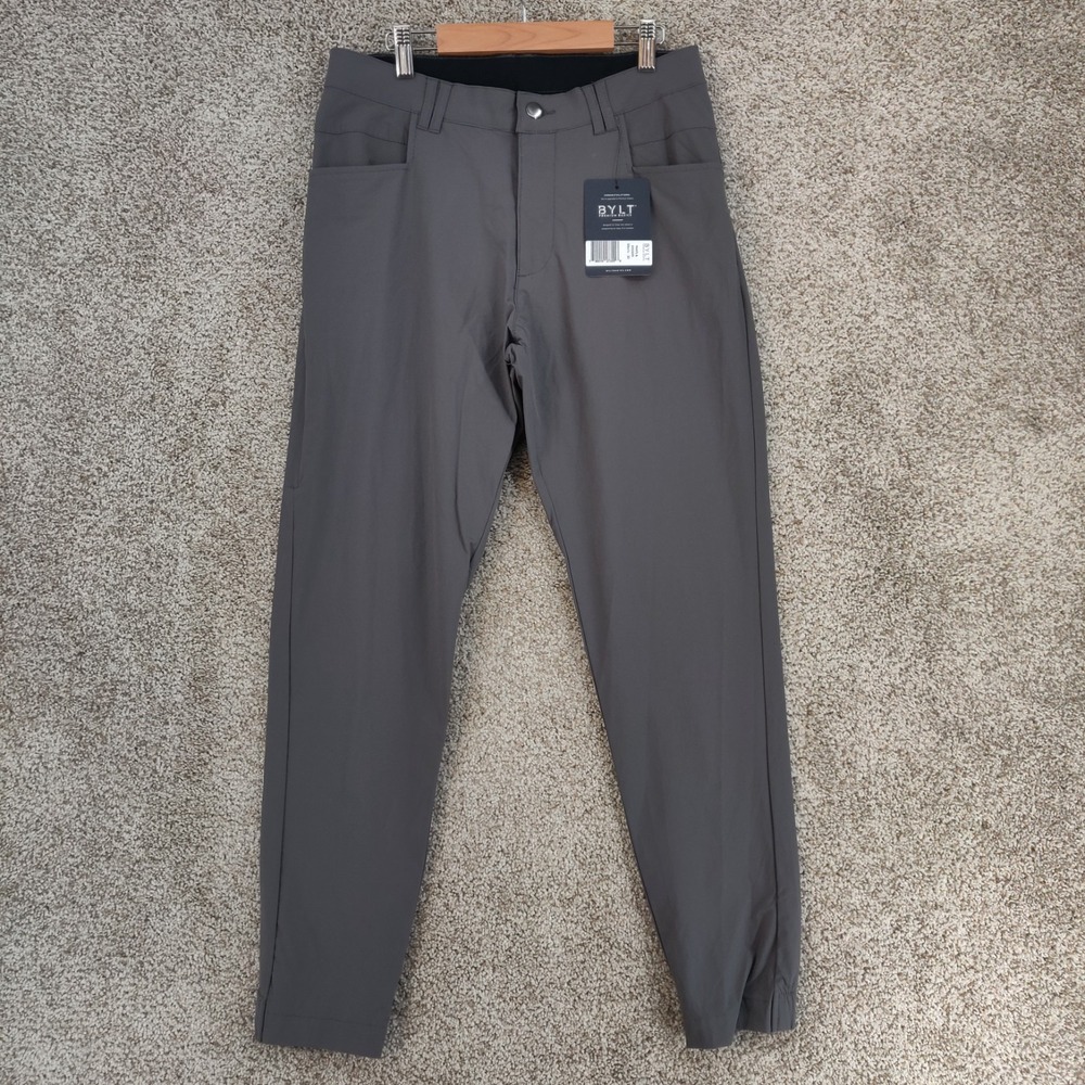 BYLT Pants Mens 30 Gray Premium Basics Ace Performance Jogger Stretch Chino